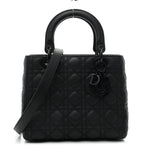 Ultra Matte Calfskin Cannage Medium Lady Dior Black