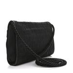 Fabric Quilted Crystal Envelope Small Flap Black