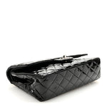Patent Quilted Medium Double Flap Black