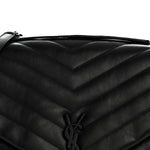 Calfskin Y Quilted Monogram Large Loulou Chain Satchel Black