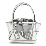 Mirror Laminated Nappa Maxi Intrecciato Mini Arco  Silver