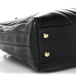Calfskin Chevron Quilted Statement Shopping Tote Black