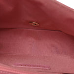 Metallic Calfskin Chevron Quilted Small Statement Flap Pink