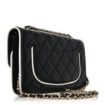 Lambskin Quilted Resin CC Mini Flap Bag Black White