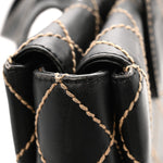 Calfskin Wild Stitch Large Tote Black