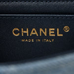 Washed Denim Quilted Mini Rectangular Flap Blue