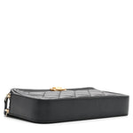 Calfskin Quilted Small Boy Clutch With Chain Black