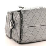 Metallic Caviar Quilted Small Chanel 25 Handbag Silver