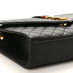 Grain De Poudre Textured Mixed Matelasse Triquilt Medium Monogram Satchel Black