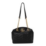 Calfskin Matelasse Medium GG Marmont Open Top Shoulder Bag Black