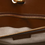 GG Supreme Monogram Azalea Calfskin Small Retro Interlocking G Tote Bag Beige Ebony Brown Sugar