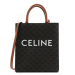 Triomphe Canvas Calfskin Small Vertical Cabas Tan