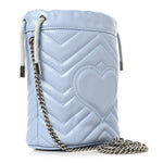 Calfskin Matelasse Mini GG Marmont 2.0 Bucket Bag Porcelain Light Blue