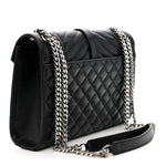 Grain De Poudre Textured Mixed Matelasse Triquilt Medium Monogram Satchel Black
