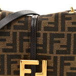 Fabric Jacquard Vitello Cher Cuoio FF 1974 Small Fendi C'mon Tobacco Moro Ebano