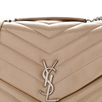 Calfskin Y Quilted Monogram Medium Loulou Chain Satchel Nude Powder