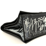 Agneau Arena Graffiti Medium Crush Chain Bag Black White
