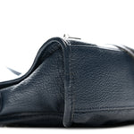 Chevre Silver Metallic Edge Hardware Mini City Bleu de Minuit