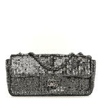 Sequin East West Flap Dark Silver