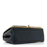 Sheepskin Chevron Stitched Chain Top Handle Flap Blue