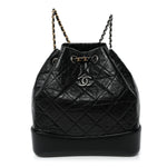 Aged Calfskin Quilted Small Gabrielle Backpack Black