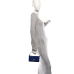 Grained Calfskin Diorama Wallet On Chain Blue