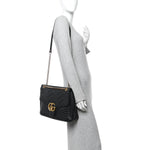 Calfskin Matelasse Large GG Marmont Shoulder Bag Black
