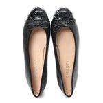 Lambskin Patent Cap Toe Ballerina Flats  39.5 Black