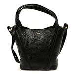Grained Calfskin Small Spin Tote Black
