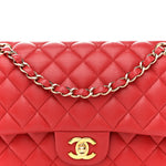 Caviar Quilted Medium Double Flap Red