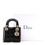 Patent Cannage Mini Lady Dior Black