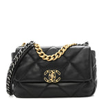 Lambskin Quilted Medium Chanel 19 Flap Black