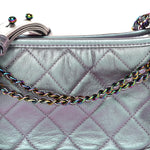 Iridescent Lambskin Calfskin Quilted Small Gabrielle Hobo Light Purple