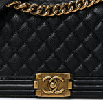Caviar Quilted Medium Boy Flap Black