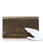 Metallic Calfskin Monogram Large Belle De Jour Clutch  Gold