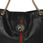 Calfskin Large Rajah Chain Tote Black