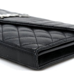 Sheepskin Tri-Quilt Monogram Envelope Chain Wallet Black