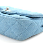 Denim Quilted Sweetheart Mini Flap Blue