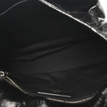 Crinkled Calfskin Matelasse Monogram Medium Niki Chain Satchel Black