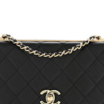 Lambskin Quilted Trendy CC Wallet On Chain WOC Black