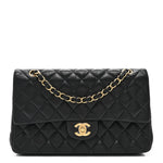 Lambskin Quilted Medium Double Flap Black