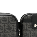 Gancini Monogram Calfskin Multi-Pouch Travel Belt Bag Black Grey