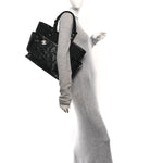 Coated Canvas Quilted Large Paris Biarritz Tote Black