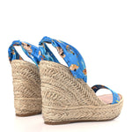 Satin Monica Du Desert 110 Espadrille Wedges 41 Blue Multicolor
