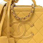 Caviar Quilted Small CC Filigree Vanity Case Yellow