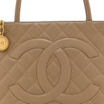 Caviar Quilted Medallion Tote Beige