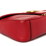 Calfskin Matelasse Small GG Marmont Shoulder Bag Hibiscus Red