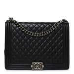 Lambskin Quilted Large Boy Flap Black