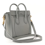 Drummed Calfskin Nano Luggage Pearl Blue