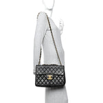 Lambskin Quilted XL Jumbo Single Flap Black
